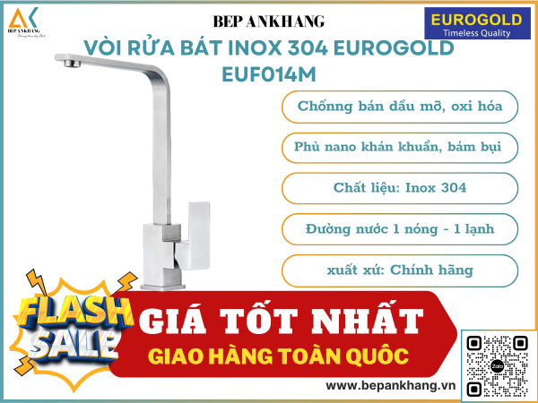Vòi rửa bát inox 304 Eurogold EUF014M